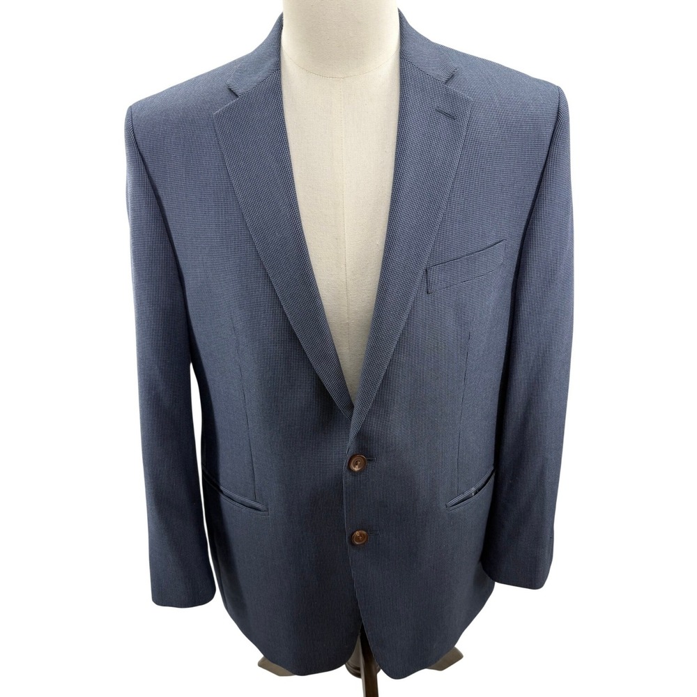 Lauren Ralph Lauren Mens Blue Micro Houndstooth Blazer Sport Coat 44R
